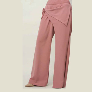 Pantalones Anchos Rosas para Mujer con Diseño de Cintura Cruzada, Ropa Casual, Talla Adulto, Corte Regular, Tela Ligera, Conjunto de Verano - Product Image 1