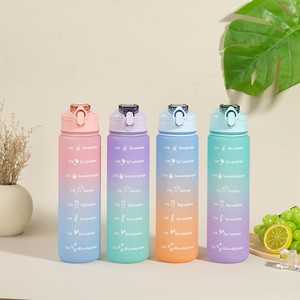 ขวดน้ำพลาสติกแบบพกพา ขนาด 750 มล. ปลอดสาร BPA ลายไล่สี  พร้อมข้อความสร้างแรงบันดาลใจ สำหรับเล่นกีฬา - Product Image 1