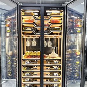 Enfriador de Vino Eléctrico de Acero Inoxidable con Dos Puertas de Vidrio Templado, Función de Calefacción a Batería, Refrigerador para Vino, Cerveza y Bebidas de Lujo para Exteriores - Product Image 1