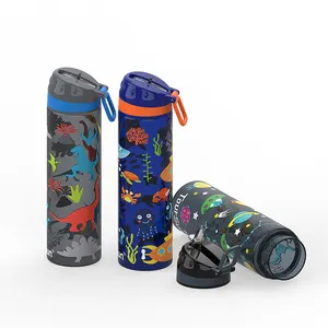 BPA libre de grado alimenticio 420ml venta al por mayor logotipo personalizado escuela niños botella de agua de paja de plástico