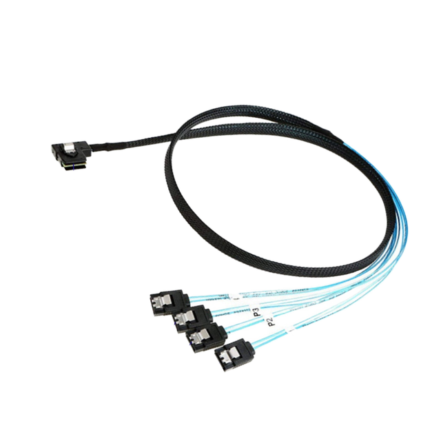 TISHRIC Mini SAS SFF-8087 36Pin Right Angle Host 1 4 SATA 3.0 Connector Target Hard Disk Data Braid PVC High-Speed Cable