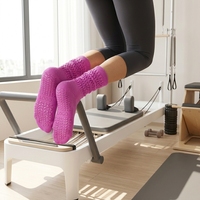 Calcetines de Pilates Personalizados de Fábrica OEM para Mujer, Calcetines de Yoga Antideslizantes de Silicona con Detalle Fruncido, Transpirables y Absorbentes del Sudor