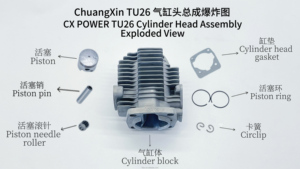 22.5CC 26CC <strong>Cylinder</strong> Head Assembly for 2 Stroke <strong>Lawn</strong> <strong>Mowers</strong> for 1E32F 1E43F Engines Garden Tool High Quality <strong>Cylinder</strong> Head - Product Image 3