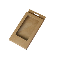 Barato al por mayor logotipo personalizado negro caja de la caja del teléfono ventana caja de papel con gancho para móvil caso de juguete