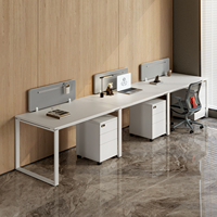 Poste de travail de bureau modulable pour 2 personnes, ensemble moderne et minimaliste avec armoire de rangement ignifuge, usage commercial pour quatre personnes