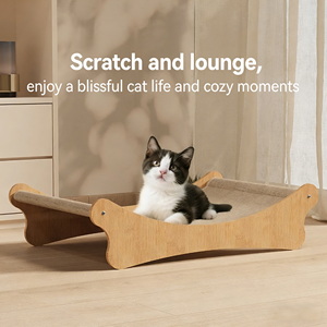 Krabplank van hoogwaardig meerlaags golfkarton, geïntegreerd kattenhuis, slijtvast en krasbestendig, kattenbank/ligstoel - Product Image 2