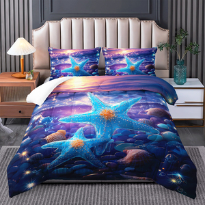 Hoàng hôn bờ biển <span class=keywords><strong>Comforter</strong></span> thiết lập | bãi biển thơ mộng với vỏ | Bộ đồ giường hoàn chỉnh cho đôi để vua - Product Image 6