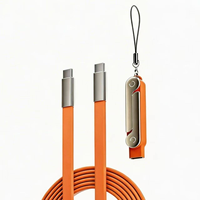 Cable USB C Naranja PD 240W de Carga Rápida, 1.5m, Trenzado de Nailon, Tipo C a C 2 en 1, Soporte Invisible, Cable de Carga USB para Teléfono