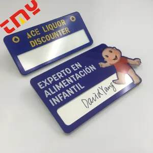 Emblemas de nome com janela de acrílico reutilizáveis de pvc personalizadas