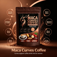 Mélange de café en poudre Private Label Curves Support avec Maca et Fenugrec, certifié GMP, pour l'énergie et la vitalité des femmes, OEM/ODM, MOQ flexible.
