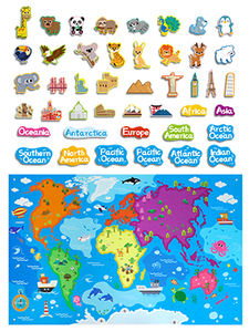 Grand Storyboard Occupé en Feutre, Carte du Monde, Planche d'Apprentissage Préscolaire et Enfant, Jouets Éducatifs Montessori Tenture Murale - Product Image 4