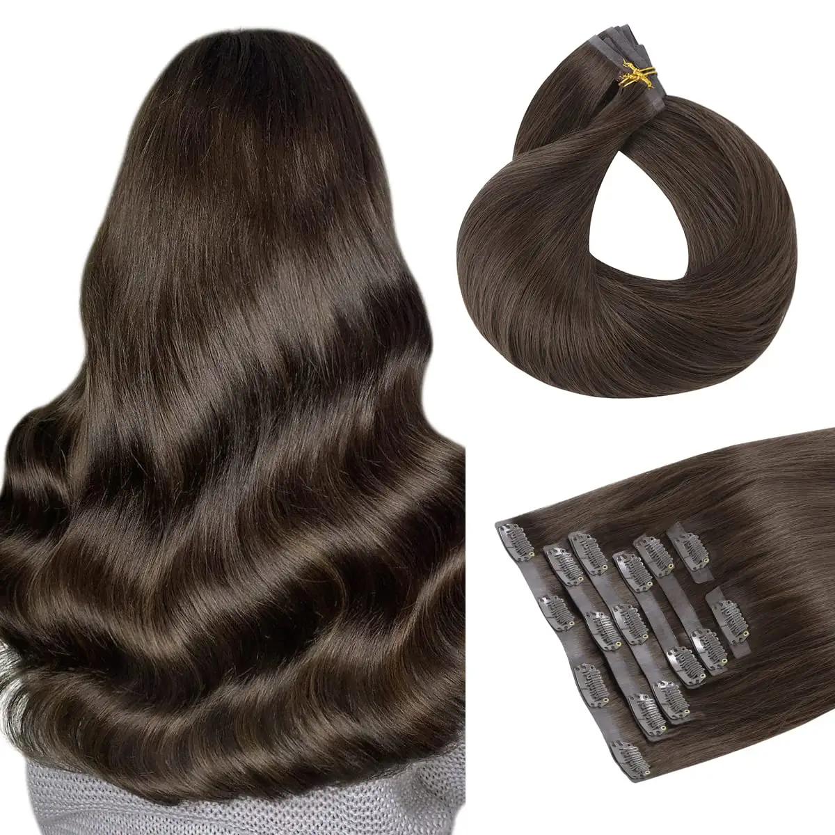 Seamless Clip In Raw Hair Extensions Burmese Invisible 7pcs Double Weft Human Hair Extensions Clip Ins Russian100human Hair