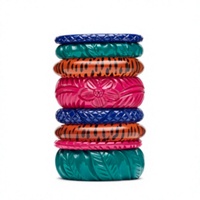 Nouvel ensemble de bracelets classiques en résine colorée, motifs floraux ronds et imprimés tigre, peints à la main, style art populaire, pour la décoration intérieure, les fêtes et les femmes