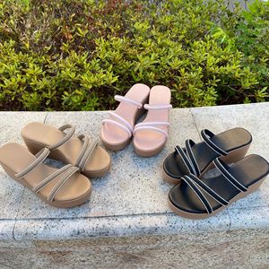 Sandalias de cuña para mujer de verano, artesanales, con tira de pedrería, punta abierta, plataforma gruesa, cómodas, tallas grandes, calzado diario - Product Image 1