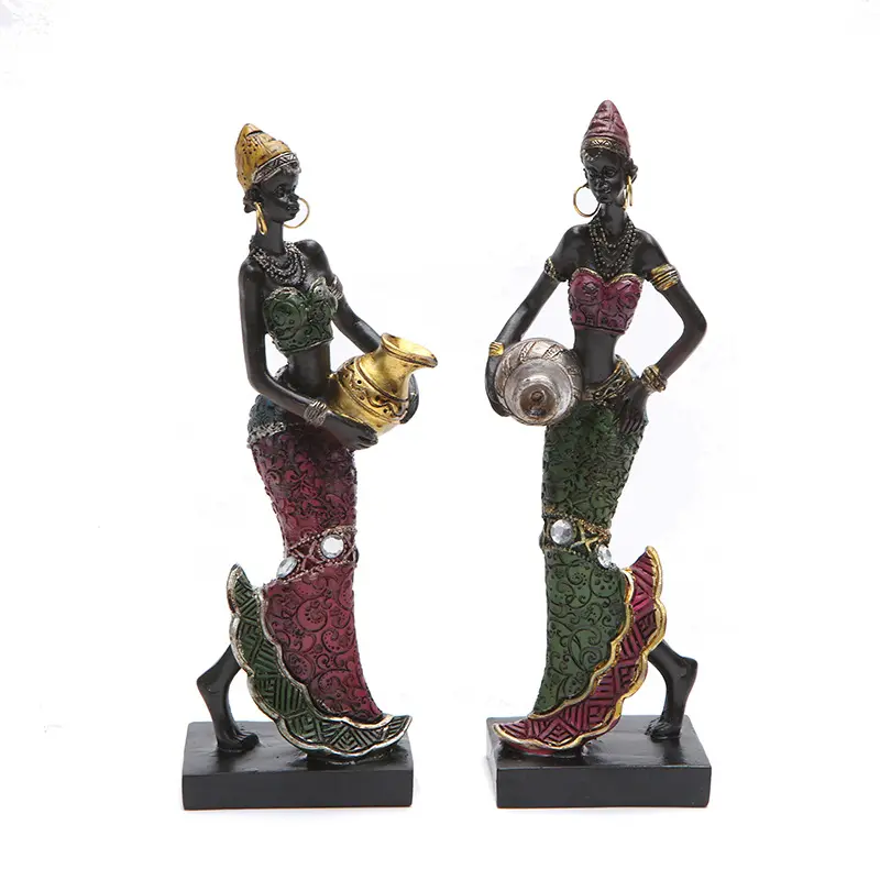 Escultura africana de resina para mujeres, figura de chica Tribal, estatua para el hogar, oficina, decoraciones de escritorio