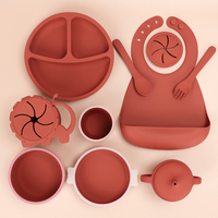 Ensemble repas pour bébé en silicone avec assiette divisée à ventouse, bavoir, bol, tapis de table, cuillère, tasse, alimentation, repas