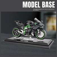 Modèle miniature en métal Kawasaki Ninja H2R à l'échelle 1:12, avec son et lumière, direction des roues avant, ornement de moto, jouet en alliage