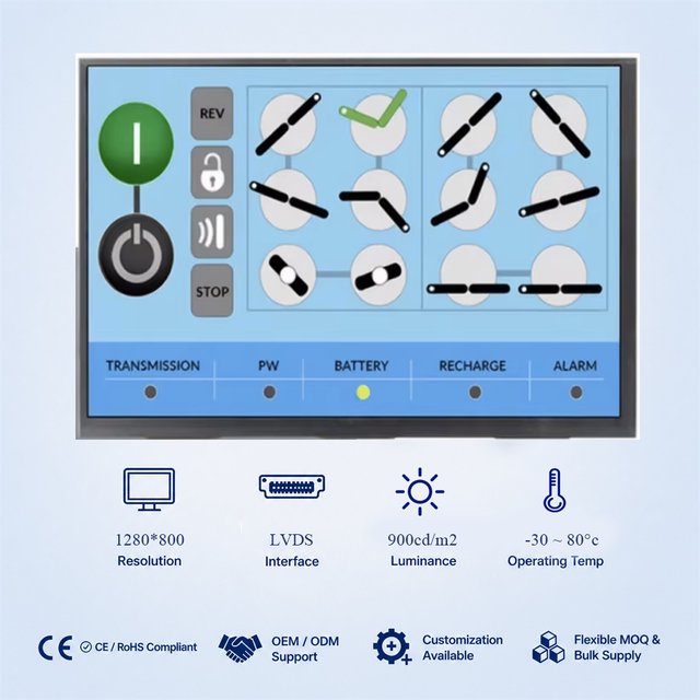 Tianma TM101JDHG33-00 10.1 Inch 1280x800 High Brightness 900 Nits TFT LCD Module WLED Backlight Industrial Display Panel