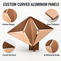 Panneau de façade en aluminium perforé courbé 2-4 mm, grande taille personnalisée, revêtement en poudre PVDF anodisé, fabrication directe CE