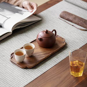 Japanese Style Wooden Tray North American Black <b>Walnut</b> Solid Wood Rectangular Multi Purpose Tea <b>Coffee</b> Dessert Plate - Product Image 4