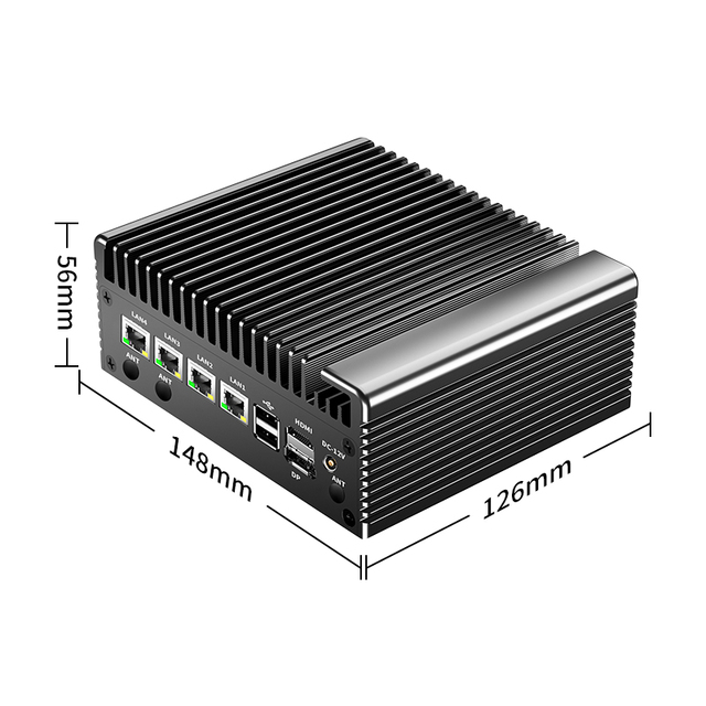 Industrial PC Black Mini PC Industrial Computer Host with 4 Lan Vga Hdmi Usb Com Ports for Embedded Control Systems