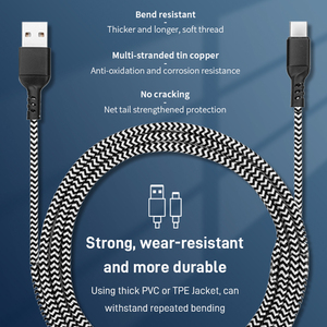Rápido de carga USB A USB-C de algodón trenzado de alta velocidad de sincronización de datos USB tipo-C Cable para teléfono móvil portátil - Product Image 6