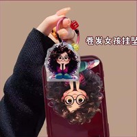 Coque de téléphone portable en TPU avec motif fille aux cheveux bouclés, pendentif et support de miroir pour iPhone 17 8 X Xr Xs 11 12 13 14 15 16 Pro Max