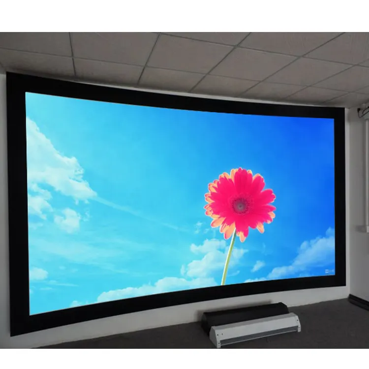 150 inch ZC customized high definition 180 degree fixed frame arc conference theater projection screen