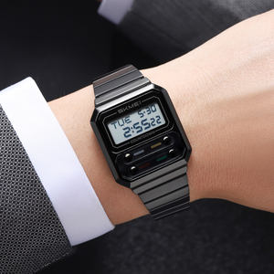 <span class=keywords><strong>SKMEI</strong></span> 2448 디지털 스포츠 시계 남자의 방수 스테인레스 스틸 밴드 전자 직사각형 LED 백 라이트 손목시계 골드 - Product Image 6