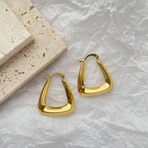 Zeadear <b>Jewellery</b> Brass Hoop Huggie Earrings 18k <b>Gold</b> Plated Hoop Earrings <b>Set</b> - Product Image 6