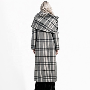 <span class=keywords><strong>Manteau</strong></span> en laine pour femme - Élégant <span class=keywords><strong>manteau</strong></span> long d'hiver à double boutonnage à carreaux avec col écharpe, veste maxi pour le bureau - Logo personnalisé - Product Image 3