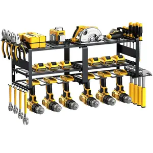 3 Layer Garage Tool Organizer Wall Mount Heavy Duty Garage Tool Organizer com Drill Holder Garage Tool Storage Organizer