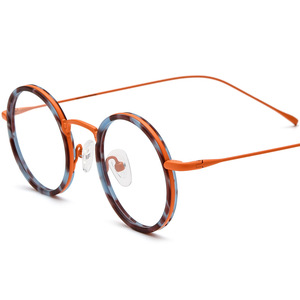 Montures de <span class=keywords><strong>lunettes</strong></span> en acétate de métal rondes rétro de conception française pour <span class=keywords><strong>lunettes</strong></span> optiques - Product Image 2