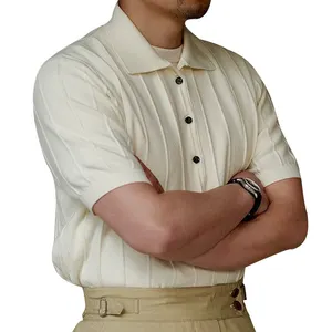 Individuelle Merinowolle einfarbig Großhandel Polo-T-Shirts für Herren stilvolle Strickpullover