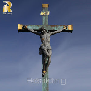 Высококачественная уличная бронзовая скульптура Иисуса и креста в натуральную величину, статуя распятия от RELONG - Product Image 3