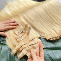 613 Blonde Remy Extensions de Cheveux Humains Clip Ins 7pcs Sans Soudure Invisible Peau Droite Trame Clip dans l'Extension de Cheveux