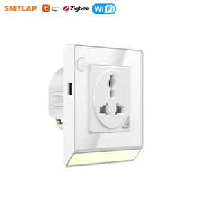Prise murale intelligente universelle LAPU Tuya WiFi Zigbee en verre trempé 3 broches <span class=keywords><strong>220V</strong></span> 16A avec capteur et lumière LED Blanc/Noir - Product Image 2