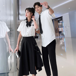 Ensemble chemise et jupe d'été pour lycéenne, uniforme scolaire de style preppy britannique, uniforme scolaire pour la saison de la remise des diplômes - Product Image 2