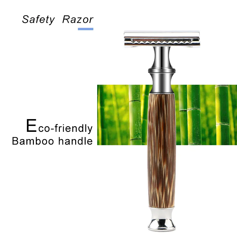 Pisau Cukur Bambu Ramah Lingkungan, Kepala Logam Campuran Bambu Ujung Ganda Pisau Wajah Bersih Ramah Lingkungan