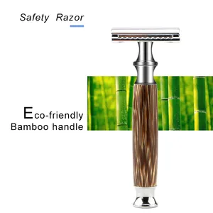 Bamboo Safety Razor Zinc Alloy Head Double Edge Blade Face Clean ECO Friendly