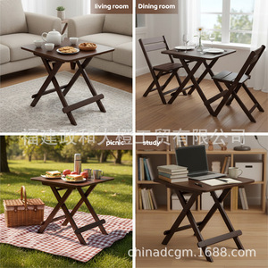 Minimalist Square <b>Bamboo</b> Folding <b>Table</b> Outdoor Portable Small Size Customizable Design - Product Image 4