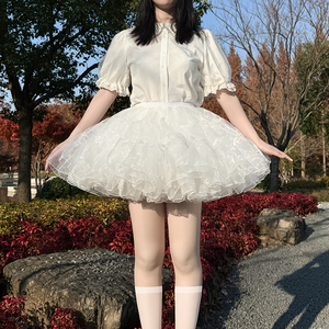 Robe de bal de mariée courte blanche Cosplay <span class=keywords><strong>jupon</strong></span> sous-jupe Crinoline <span class=keywords><strong>Tulle</strong></span> plissé avec technique à volants pour Cosplay - Product Image 5