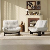 Fauteuil inclinable moderne en polaire Teddy avec pieds en bois pour hôtel et usage domestique, mobilier de salon et de chambre