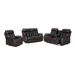Ensemble de canapés inclinables manuels HOMERS 3+2+1 <span class=keywords><strong>en</strong></span> cuir véritable pleine fleur, incluant un canapé 3 places, un canapé 2 places et un <span class=keywords><strong>fauteuil</strong></span> inclinable avec table rabattable - Product Image 4