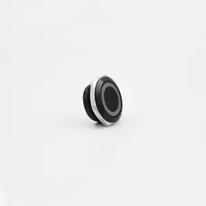 HUSA Ultrathin Aluminium Oxide Black 22mm Waterproof Short Touch Switch With Ring Light Momentary Short Metal Push Button Switch