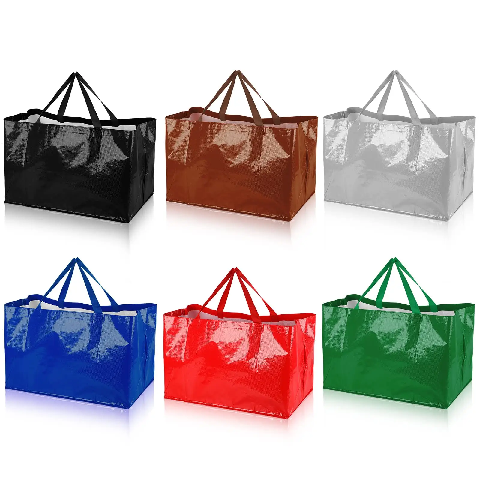 glänzende große wasserdichte pp-gewebte laminierte einkaufstaschen mit benutzerdefinierten logos, benutzerdefinierter druck laminierte pp-gewebte einkaufstaschen