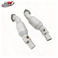 KM SS304 Downpipe Sport à Haut Débit pour Ferrari F430 4.3L V8 360 Modena Spider 3.6L V8 200 Cell avec Bouclier Thermique