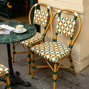 Chaise de <span class=keywords><strong>bistrot</strong></span> <span class=keywords><strong>en</strong></span> aluminium pour restaurant commercial, café, terrasse, style <span class=keywords><strong>bistrot</strong></span> français, chaise de <span class=keywords><strong>bistrot</strong></span> <span class=keywords><strong>en</strong></span> rotin PE à motif bambou pour extérieur - Product Image 1