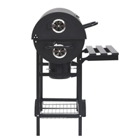 Barbecue noir pour la cuisson en plein air, le camping, les pique-niques, barbecue en acier pour la cour, barbecue au charbon de bois avec roues et étagères