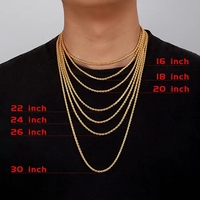 Collier Hip Hop en Acier Inoxydable Plaqué Or, Chaîne Torsadée, Vente en Gros, 2mm 3mm 5mm 6mm 8mm 10mm
